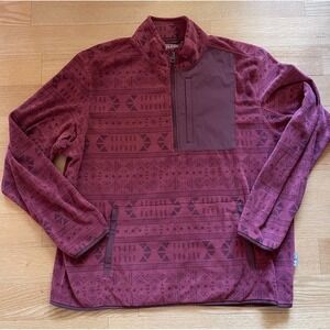 Duluth Trading Fleece 1/4 Zip Pullover Jacket Men's XL Relaxed Tribal Print
